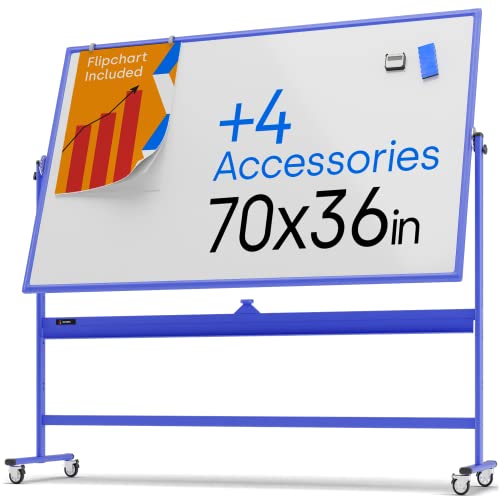 image for KAMELLEO Rolling Magnetic Whiteboard 70 x 36 - Large Portable Dry Eras