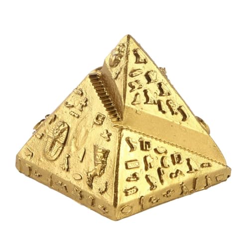 GALPADA Decorazione Piramide in Resina Dorata Miniatura Ornamento da Scrivania con Colori Luminosi e Atmosfera Retrò Accessorio Unico per Decorazione Desktop