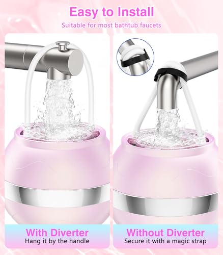 MoKo Badewannenwasserfilter für Babys und Erwachsene, Badefilter für die Badewanne, Wasserenthärter für glattere Haut, Haare und Nägel, Badefilter mit Duschball und Shampoonierbürste, Rosa