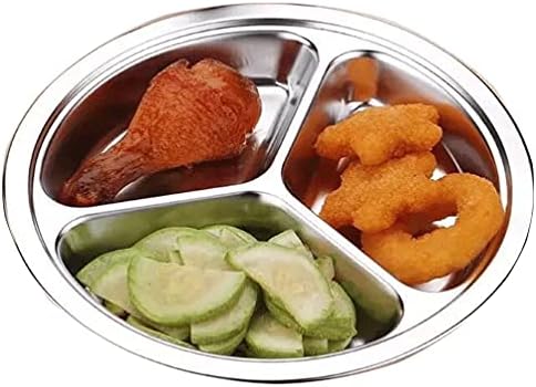 TEERFU 304 Stainless Steel Divided Plate: Set of 2 Mess Food Trays 3 Section Dinner Plate,Great for Camping, Toddlers Kids Adult Lunch and Dinner or Every Day Use
