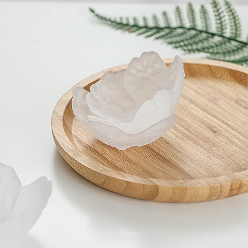 Vitbunana Japanese Seasoning Dishes 4Pcs，Frosted Glass Appetizer Plate, Sakura Sushi Soy Sauce Bowl, Appetizer Plate, Dessert Bowl, Fruit Plate (Frosted White) #TOP3
