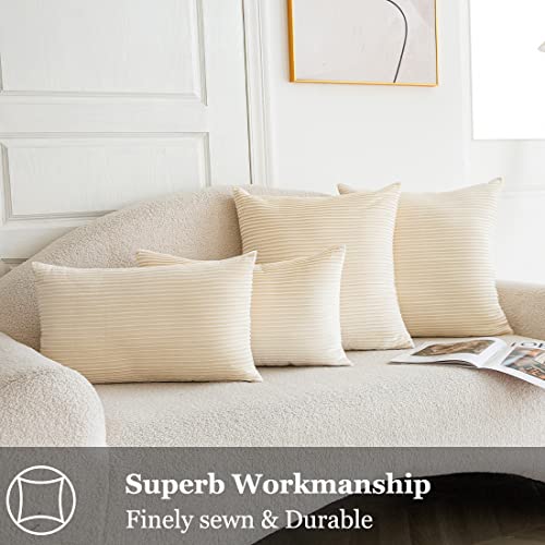 Muamar Accordion Style Pillow Covers Pack Of 2, Throw Pillow Covers Soild Couch Cushion Covers Soft Velvet Pillow Cases For Sofa Bedroom Livingroom Home Decor Or Car Decor(18X18, Cream White) #TOP1
