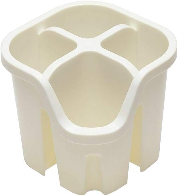 Addis 517940 Cutlery Utensil Drainer Caddy with 4 Compartments, Linen Cream, 14 x 14 x 13 cm