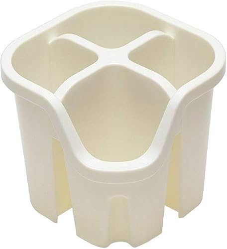Addis 517940 Cutlery Utensil Drainer Caddy with 4 Compartments, Linen Cream, 14 x 14 x 13 cm