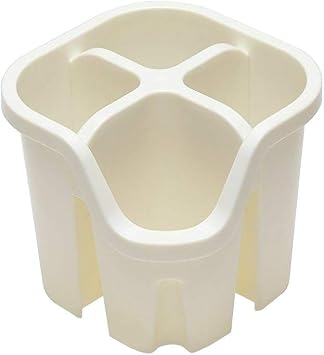 Addis 517940 Cutlery Utensil Drainer Caddy with 4 Compartments, Linen Cream, 14 x 14 x 13 cm