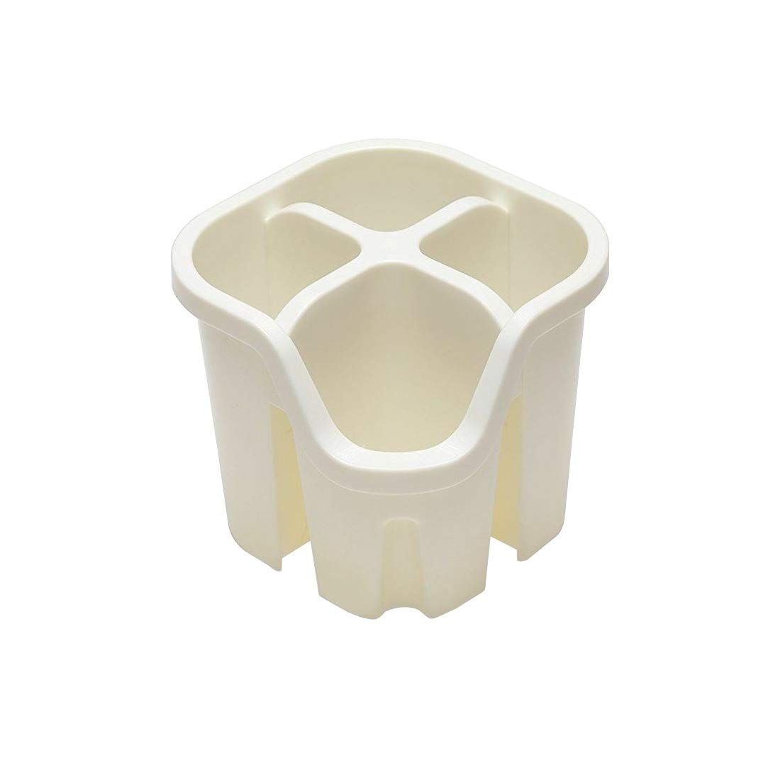 Addis517940 Cutlery Utensil Drainer Caddy with 4 Compartments, Linen Cream, 14 x 14 x 13 cm