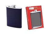 Maxam 8oz Stainless Steel Flask with Solid Leather Wrap, One Size, Black