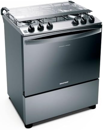 Fogão Brastemp 5 Bocas Cor Inox Com Botões Removíveis E Exclusivo Aro Protetor - BFS5NCR BIVOLT