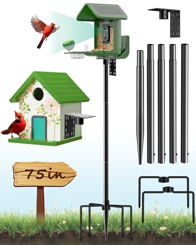 VIUBIRD Bird Feeder Pole 75 Inch Height Bird House Pole with 1-Inch Dia Heavy Duty for Birdfeeders Feeding Stand with Mount Kit for Outdoor Slip-Fit Connection Black