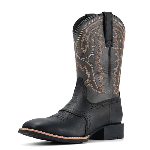 Image of SUREWAY Western Boots For Men - Mens Square Toe Cowboy Boot, Oil /Slip Resistant, Durable Fashionable Classic Pull on 10 Inch Mid-Calf Wellington Boots