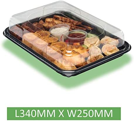 25x Small Buffet Catering Party Food/Sandwich Plastic Platters (With Lids)