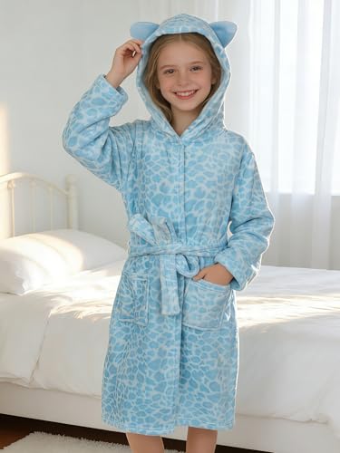 Image of Doctor Unicorn Soft Hooded Rainbow Bathrobe Sleepwear for Girls