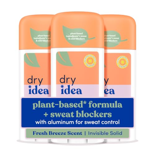 Image of Dry Idea Plant Based Antiperspirant with Aluminum Sweat Blockers Invisible Solid Deodorant for Women - Fresh Breeze Scent, 72Hr Sweat & Odor Control for Sensitive Skin, 3pk