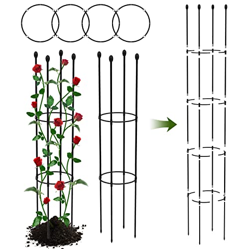 Trellis For Climbing Plants Outdoor, 2 Pack Garden Trellis, Stainless Steel Plant Support, Tomato Trellis With 4 Adjustable Rings, 2 In 1 Tomato Cages For Garden, Trellis For Potted Plants, Vines #TOP3