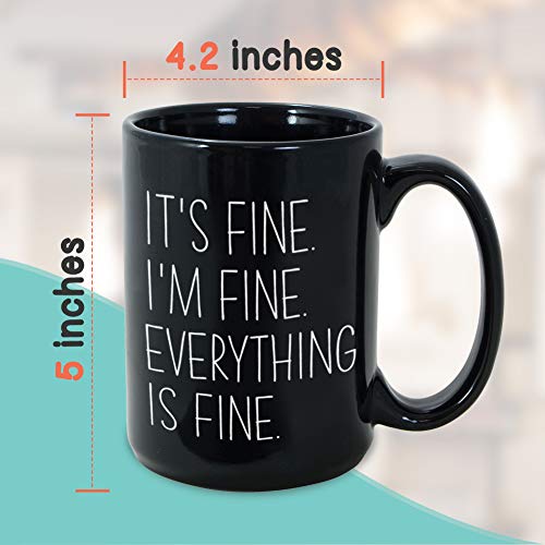 Mom Coffee Mug 15 oz Black, It's Fine Funny Witty Sarcasm Humor Mother Women by Bubble Hugs - Used condition - Image 4