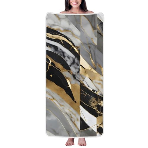 Image of JGHHOUN Luxury Marble Print Coral Velvet Bath Towel Women Men Couples Home Bathroom Hotel Spa Beach Travel