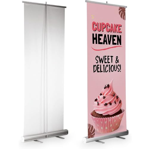 DreamController Food Retractable Stand Banner by DC | 33"x81" Roll-Up Display | Cupcake Heaven Sweet Delicious Vertical Pull-Up Banner Stand for Trade Shows & Events | Made in USA