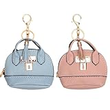 2pcs mini Tasche Damen Schlüsselanhänger, Leder schlüsselanhänger Tasche, mini Bag Geldbeutel, Taschen anhänger Kann an Frau, Freunde und Kinder verschenkt Werden(Rosa + Hellblau)