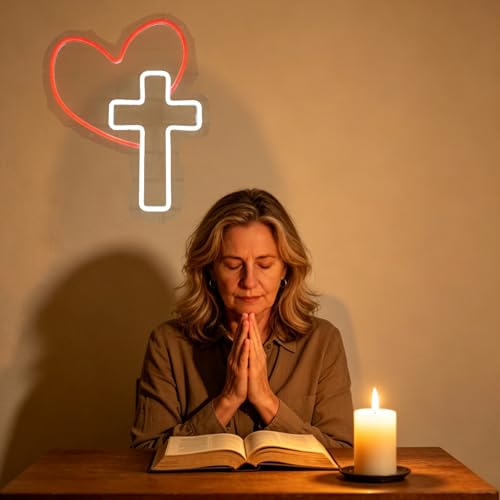 Cross Neon Signs Jesus Neon Signs LED Wall Decor for Bedroom Living Room Weddings, Dimmable Light Sign for Home Decor, Religious Events, Christmas Easter Celebrations Gifts by Kunzg - Used condition - Image 7