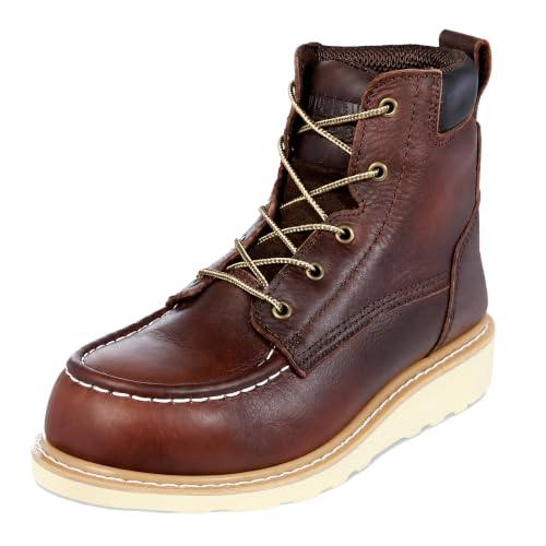 Image of EverBoots Steel Toe Work Boot, Abrasion & Oil Slip Resistant Wedge Moc Toe Boots, Heavy Duty Soft Oiled Leather Lightweight Construction, Goodyear Welt Men's Industrial 6 inch Safety Protection Workboots