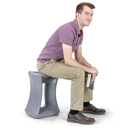 Image of Simplay3 Active America Fit Balance Chair, 20 inch Stool for Adults and Teens- Ergonomic Office Desk Chair with Rock, Wobble, Tilt Motion for Learning, Work and Study, Steel Grey