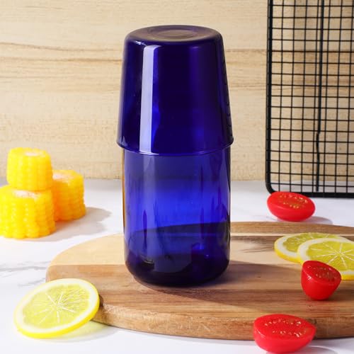 Jarra con taza azul de vidrio borosilicato que evita derrames y roturas térmicas 6