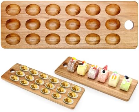 20 Holes Acacia Wood Deviled Egg Tray For Egg Holder Easter Gift Devilled Eggs Container Platter Wooden Cheese Charcuterie Board Devil Egg Serving Dish Carrier Hosting Kitchen Counter Plates - View #6