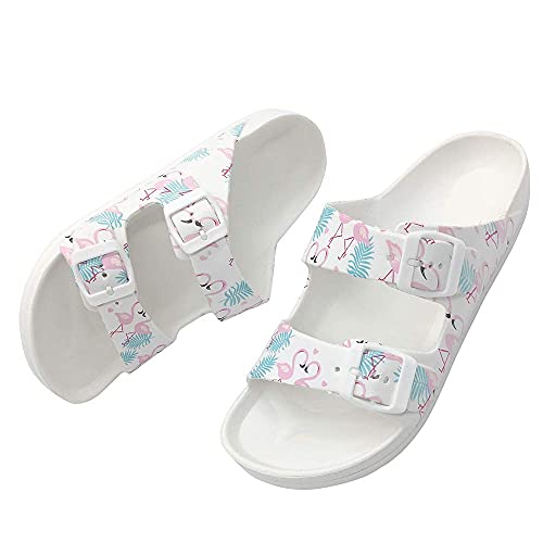 FUNKYMONKEY Women's Comfort Slides Double Buckle Adjustable EVA Flat Sandals (10 M US, Flamingo/Sandals) by FUNKYMONKEY - Used condition - Image 7