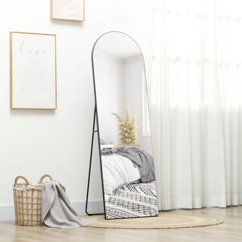 Miniatura 2 de Homcom Espejo De Pie Cuerpo Entero Arqueado, 150x50 Cm, Espejo De Cuerpo Entero, Independiente, Apoyado Y De Pared, Sin Marco, Para Dormitorio, Salón, Negro