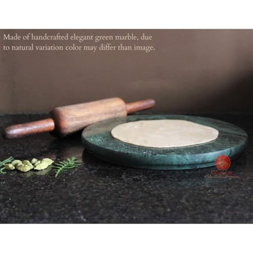 Image of Saudeep India 10 Inch Green Marble Chakla | Roti Chakla, Chapati Roller Board | Durable Roti Maker or Pulka Maker(Only Green Chakla)