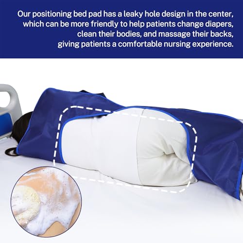 KUAZIDAR U-Shaped Positioning Sheet - Transfer Sheet for Turning and Repositioning, Multipurpose Bed Pad with Reinforced Handles, Turning Device for Elderly, Bed Patients (Blue Size-L)