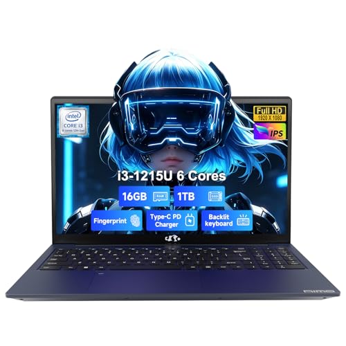 Image of NIMO 15.6'' IPS FHD Laptop, 16GB RAM 1TB SSD Intel i3-1215U (Beat R5-7520U, 6 Cores Up to 4.4GHz) Student Computer with 65W Fast PD, 2 Years Warranty, Fingerprint, Backlit Keyboard, Wi-Fi 6, for Home