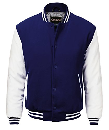 Guytalk Men's Letterman Style Premium Thick Fabric Varsity Baseball Jacket