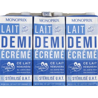 Monoprix Lait Demi-Écrémé Stérilisé 6x1L