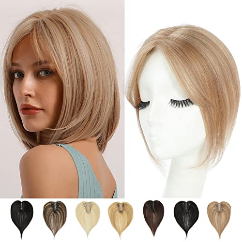 Hair Toppers for Women Real Human Hair Toppers no Bangs Toupee for women 10 Inch 120% Density Clip in Hair Pieces for Wo