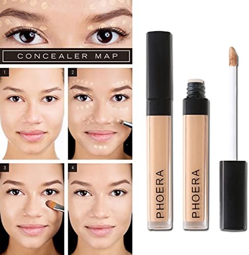 PHOERA Full Coverage Liquid Concealer 1 Count, Moisturizer HD High Definition Foundation, 24HR for Dark Circles (104#CUSTARD)