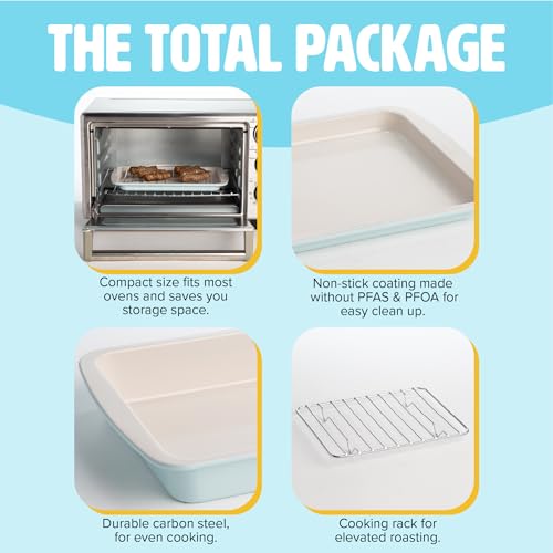 Tasty Nonstick Toaster Oven Baking, 3-Piece Set, Aqua - Thumbnail 3