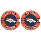 Fan Creations Denver Broncos Set of 2 Car Coasters Removable Absorbent Ceramic Stone...