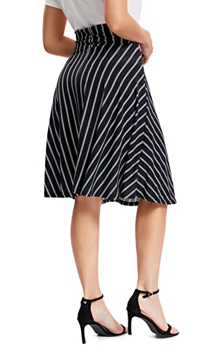 Image of Urban CoCo Women's Ruched High Waist Knee Length Jersey A-Line Stretchy Flared Casual Skirt