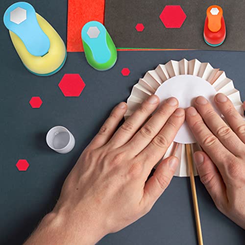 Tech-P 3 Pcs Large Size 3" 1.5" 1" Hexagon Pattern Hand Press Paper Craft Punch,Card Scrapbooking Engraving Kid Cut Diy Handmade Hole Puncher,Paper Craft Punch (Hexagon) #TOP7
