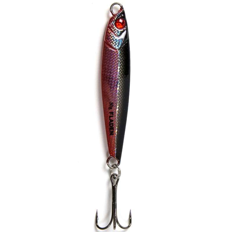 FLADEN Fishing - SHINER Speed Jig Bass Predator Power Cast Spinning Lure Three Weights 30g 40g 50g - 4 Colour Options - Designed for Bass Mackerel Cod & Pike (Black/Silver/Red, 40g) [16-271-2]