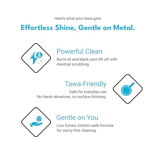 Image of Homenova India's No. 1 Tawa Cleaner for Burnt Soot & Grease Removal | Restores Shine on Iron Tawa Pan Kadhai Tandoor Grills Microwave Air Fryer & Steel Utensils (500 ml)