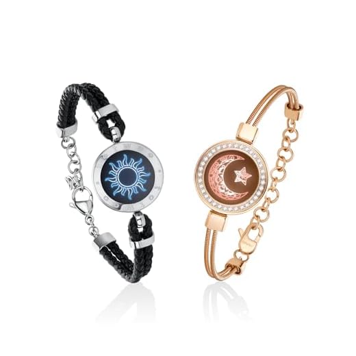 TOTWOO Intelligente Partnerarmbänder für Fernbeziehungen mit App-gesteuerter 1:1-Bluetooth-Kopplung – Valentinstagsgeschenk mit Leuchten und Vibration bei Berührung, gefertigt aus 316L-Edelstahl