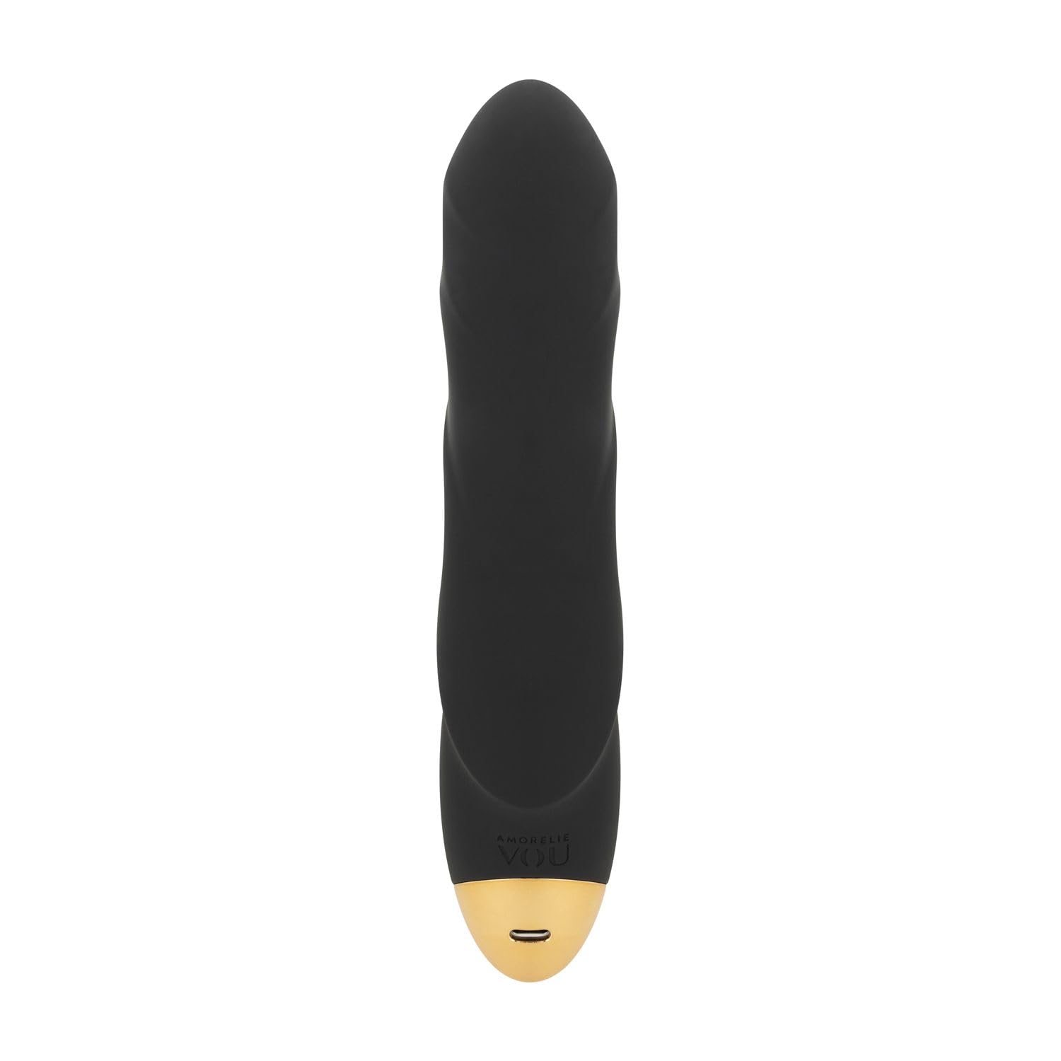VOU Cirro Vibratore donna luxury – Vibratore vaginale ricurvo in silicone a coste con decorazioni dorate – Vibratore punto G con 7 modalità di vibrazione – nero