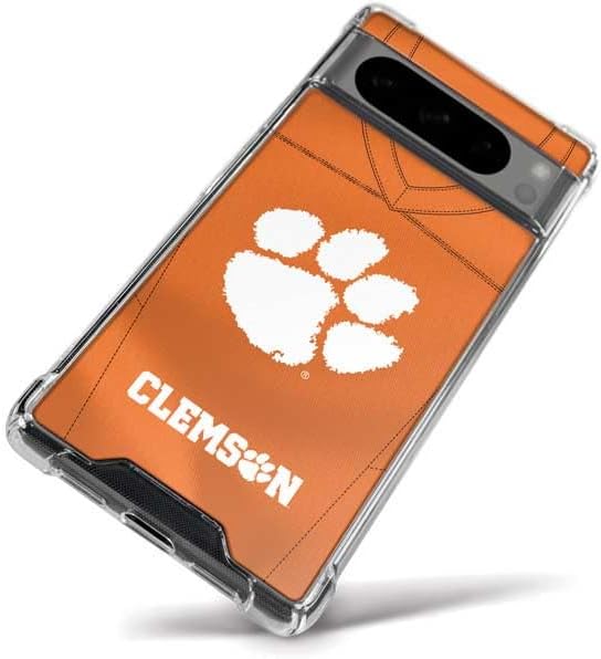 Skinit Clear Phone Case Compatible with Google Pixel 8 Pro - Officially Licensed Clemson University Orange Jersey Design