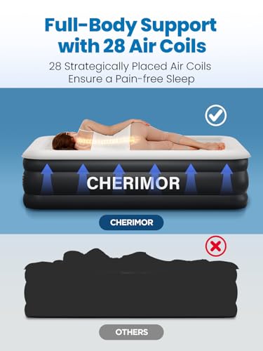 CHERIMOR Full Size Air Mattress with Built-in Pump, 18