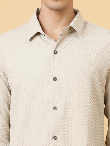 Image of KOTTY Men's Textured Casual Shirt - Long Sleeve||Button-Down Collar||Classic Fit