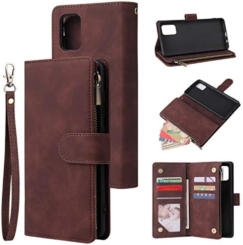 QLTYPRI Case for Samsung Galaxy A53 5G, Large Capacity Leather Wallet Case 6 Card Holder & 1 Zipper Pocket Kickstand Wrist Strap Magnetic Protective Cover for Samsung A53 5G - Black