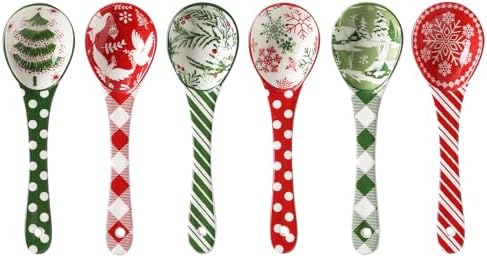 Christmas Ceramic Spoons, Small Serving Spoons for Soups, Ramen, ...