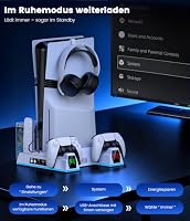BEBONCOOL HOTS PS5/PS5 Slim/PS5 Pro Ständer, Vertikalständer mit 3 stufig Lüfter&Buntem Licht, Headset-Halter/Remote Steckplatz/Controller-Ladestation/11 Spiele Aufbewahrung/2 USB-Ports-normal – Ansicht 7